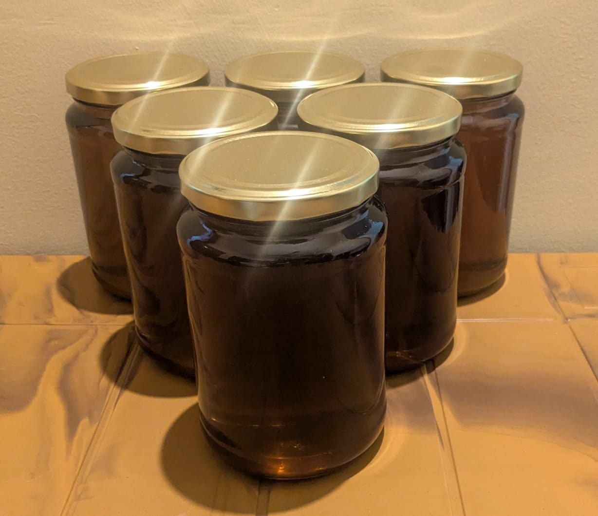 Jars of raw honey